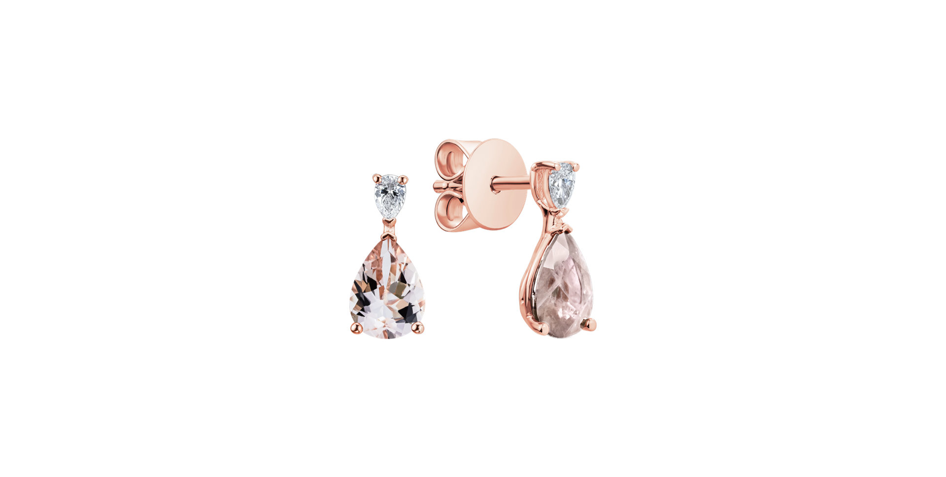 Diamond earrings with Morganite Whispers of Avalon