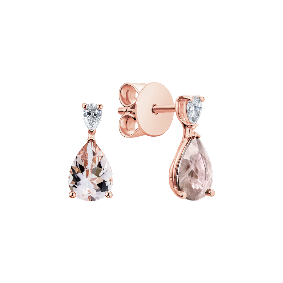 Diamond earrings with Morganite Whispers of Avalon