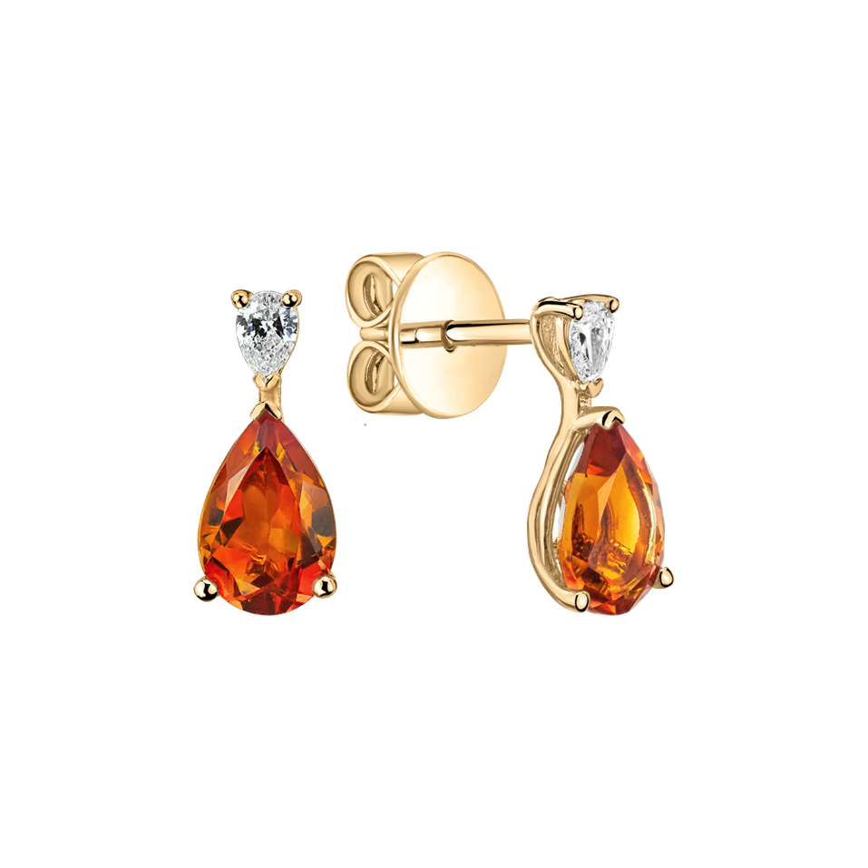 Diamond earrings with Citrine Whispers of Avalon