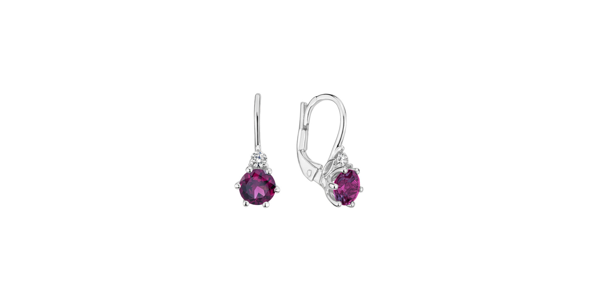 Diamond earrings with Rhodolite Lux