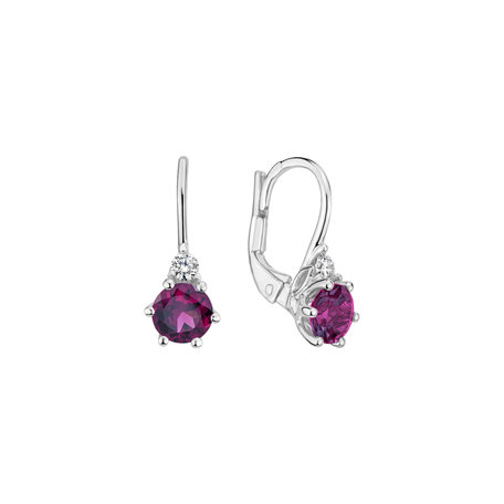 Diamond earrings with Rhodolite Lux