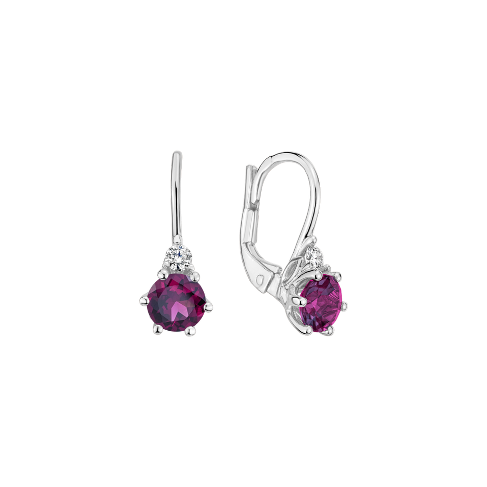 Diamond earrings with Rhodolite Lux