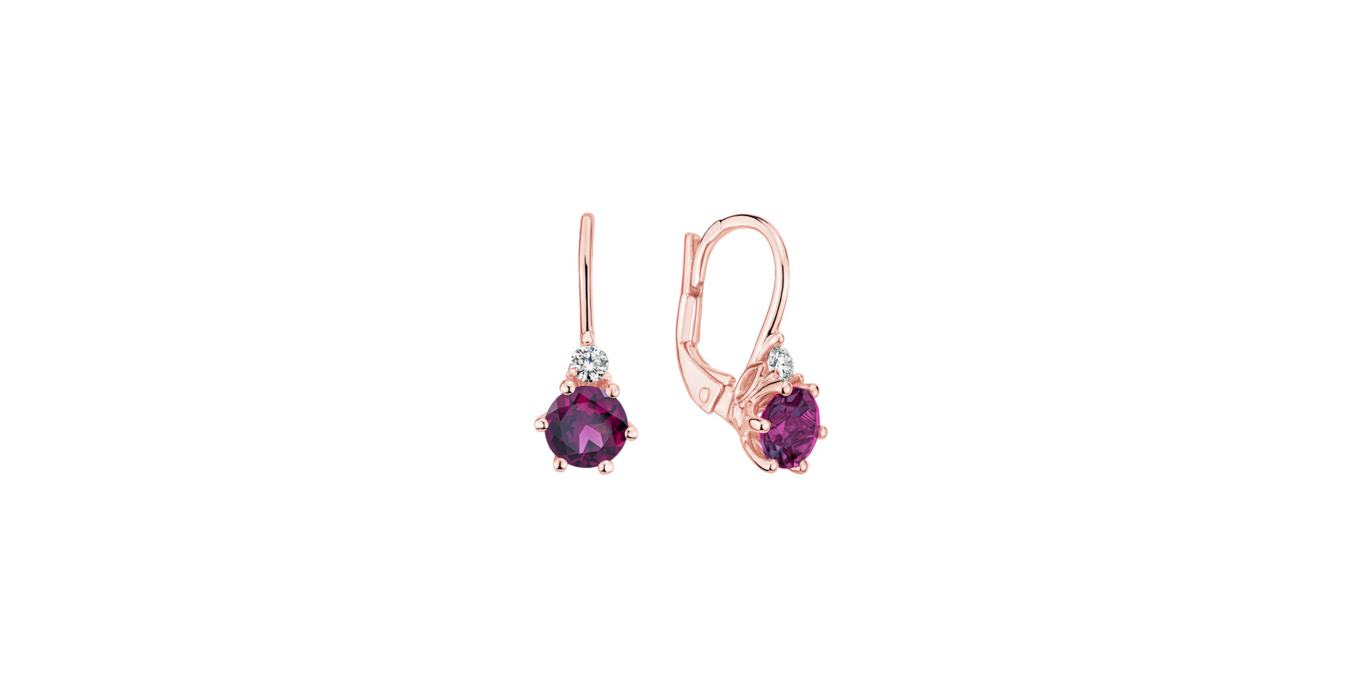 Diamond earrings with Rhodolite Lux
