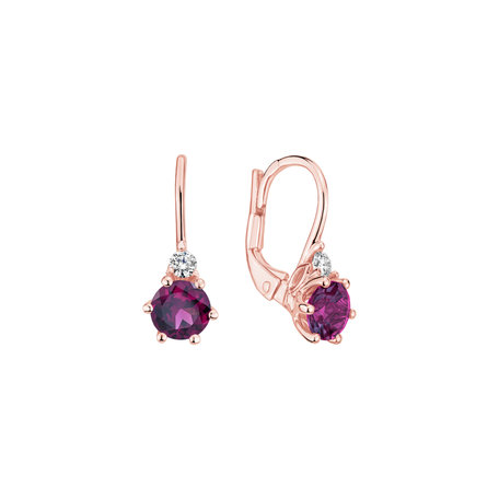 Diamond earrings with Rhodolite Lux