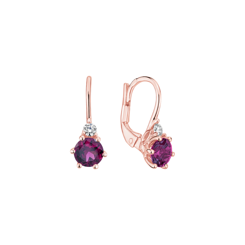 Diamond earrings with Rhodolite Lux