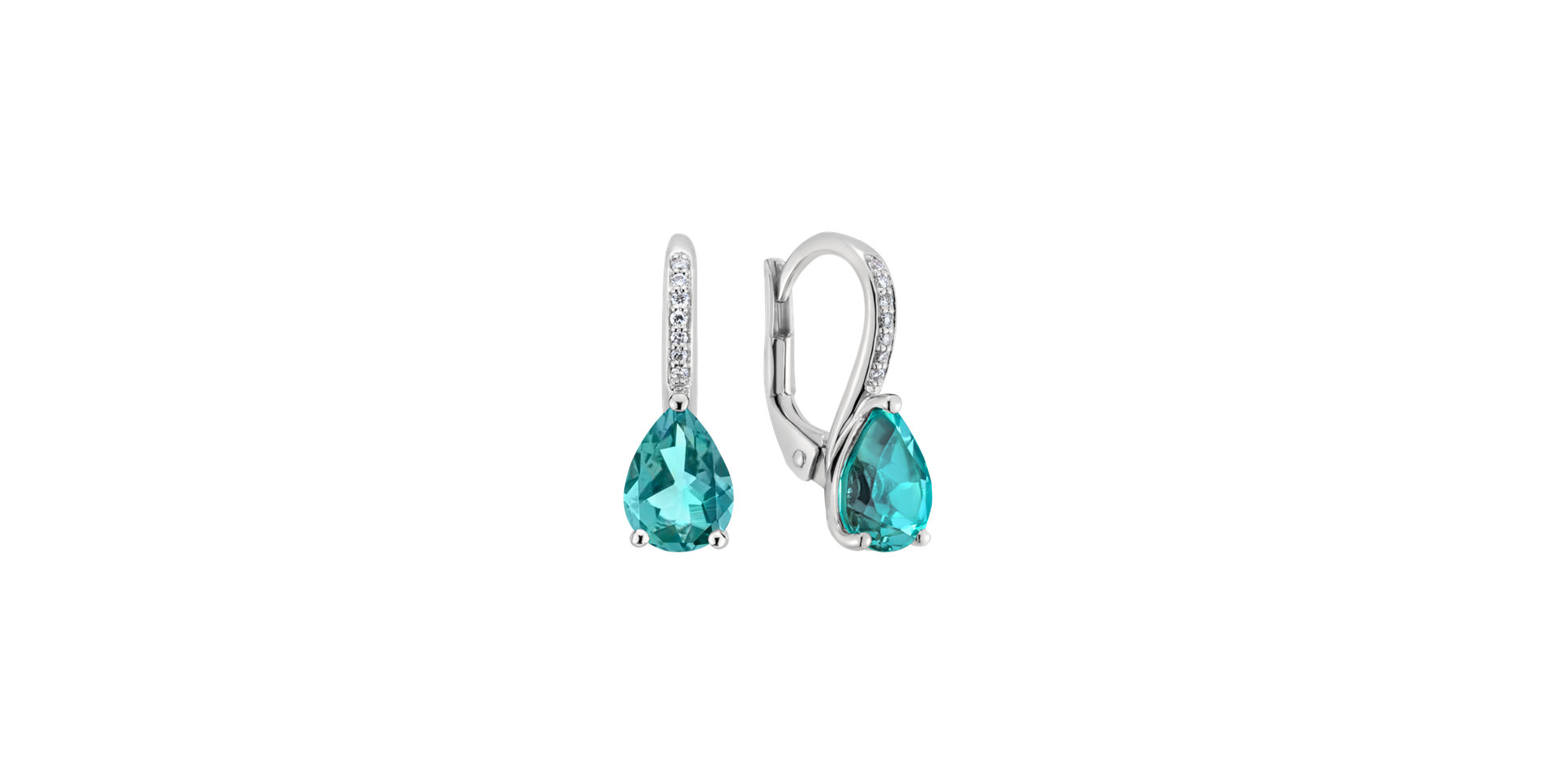 Diamond earrings with Apatite Tearfall