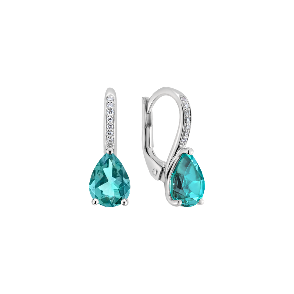 Diamond earrings with Apatite Tearfall