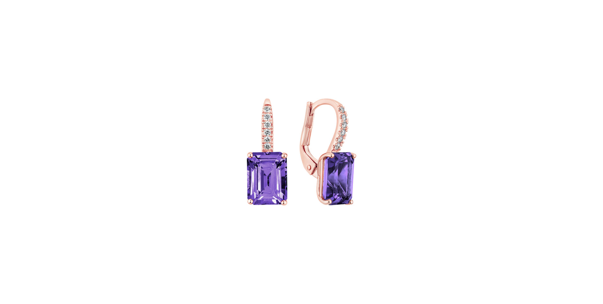 Diamond earrings with Amethyst Carlotta