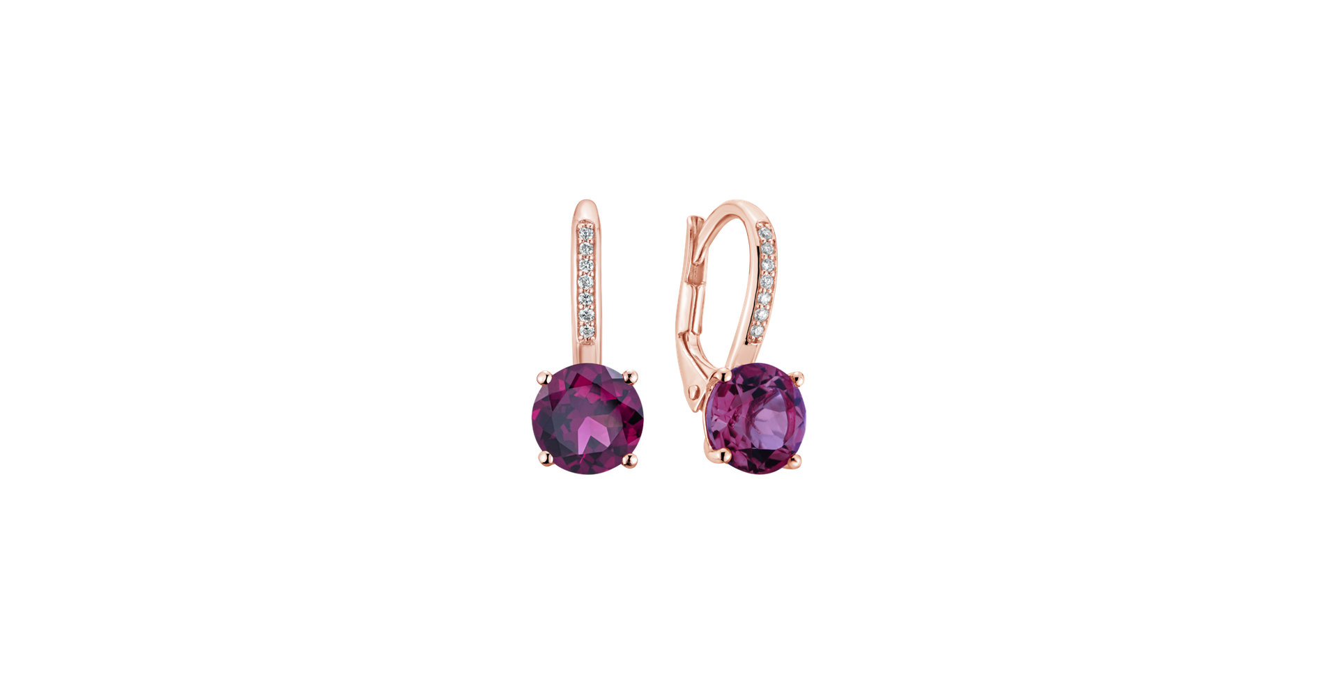 Diamond earrings with Rhodolite Carlo
