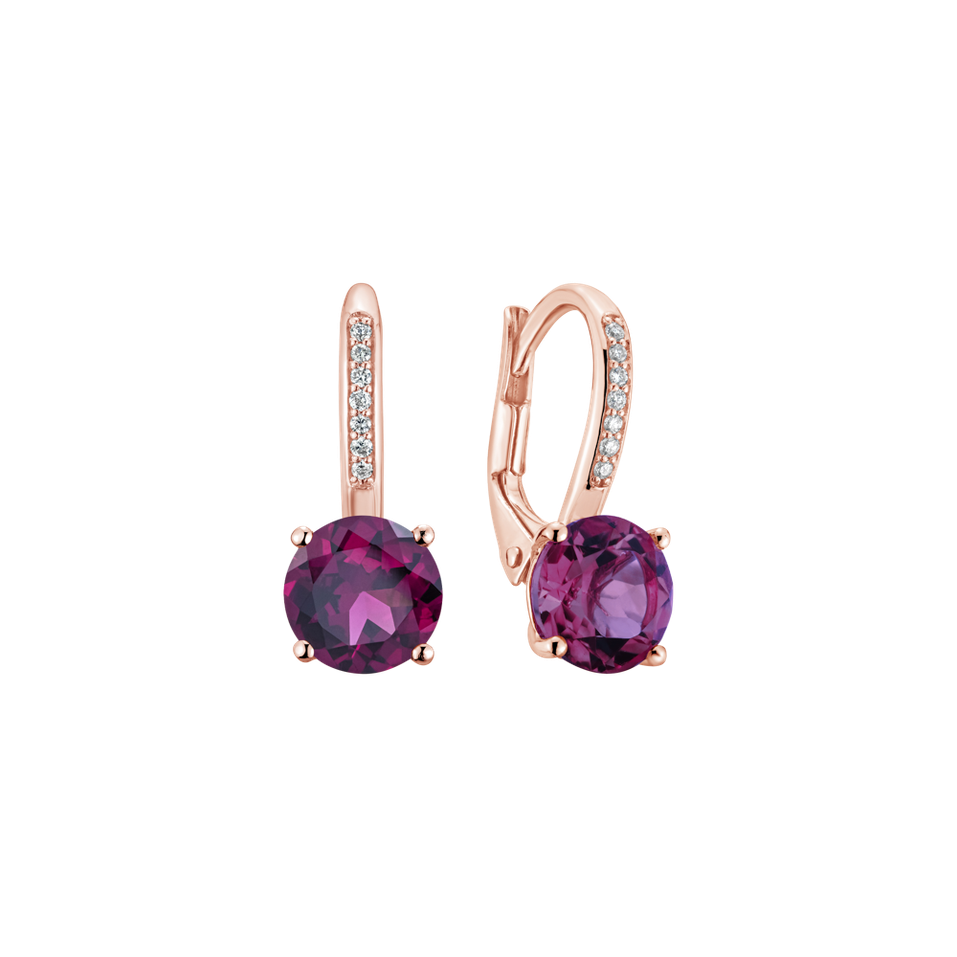 Diamond earrings with Rhodolite Carlo