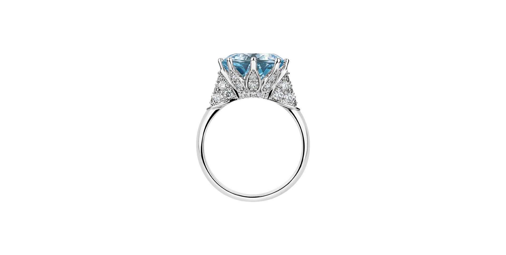 Diamond ring with Aquamarine Caribbean Charm