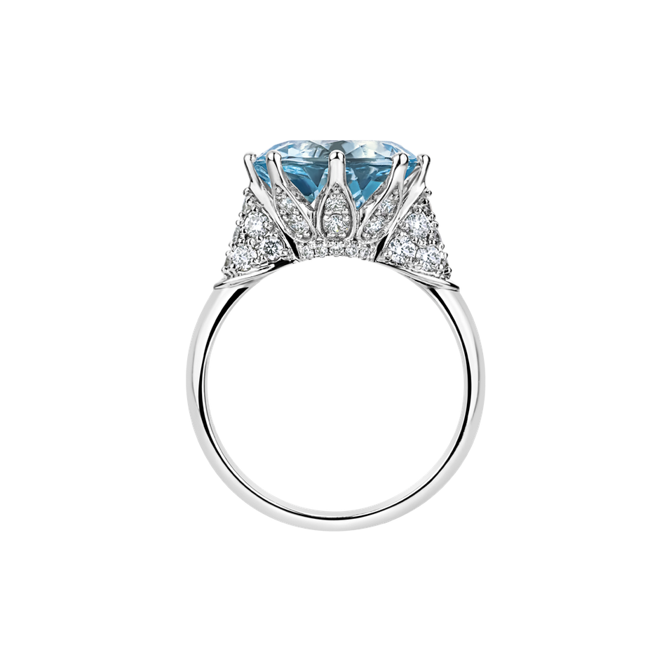Diamond ring with Aquamarine Caribbean Charm