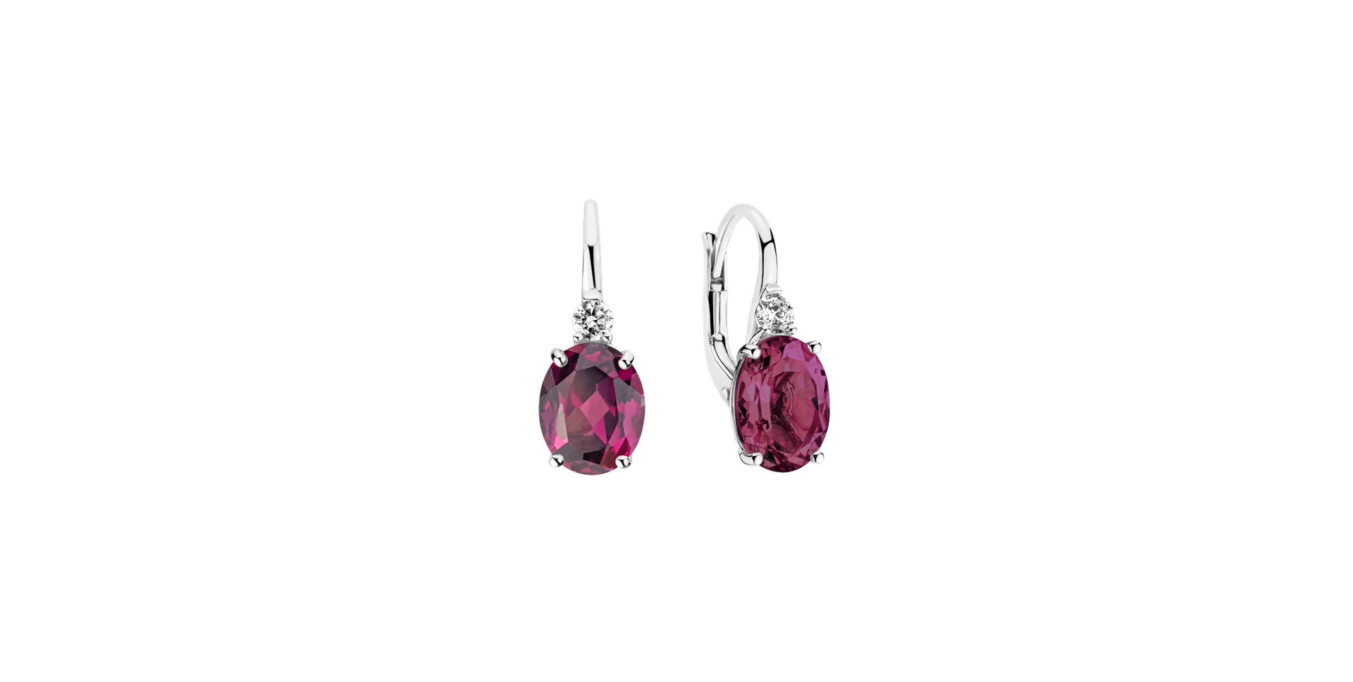 Diamond earrings with Rhodolite Juliette