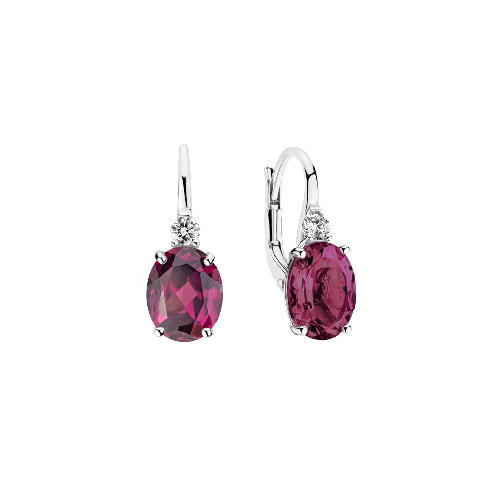 Diamond earrings with Rhodolite Juliette