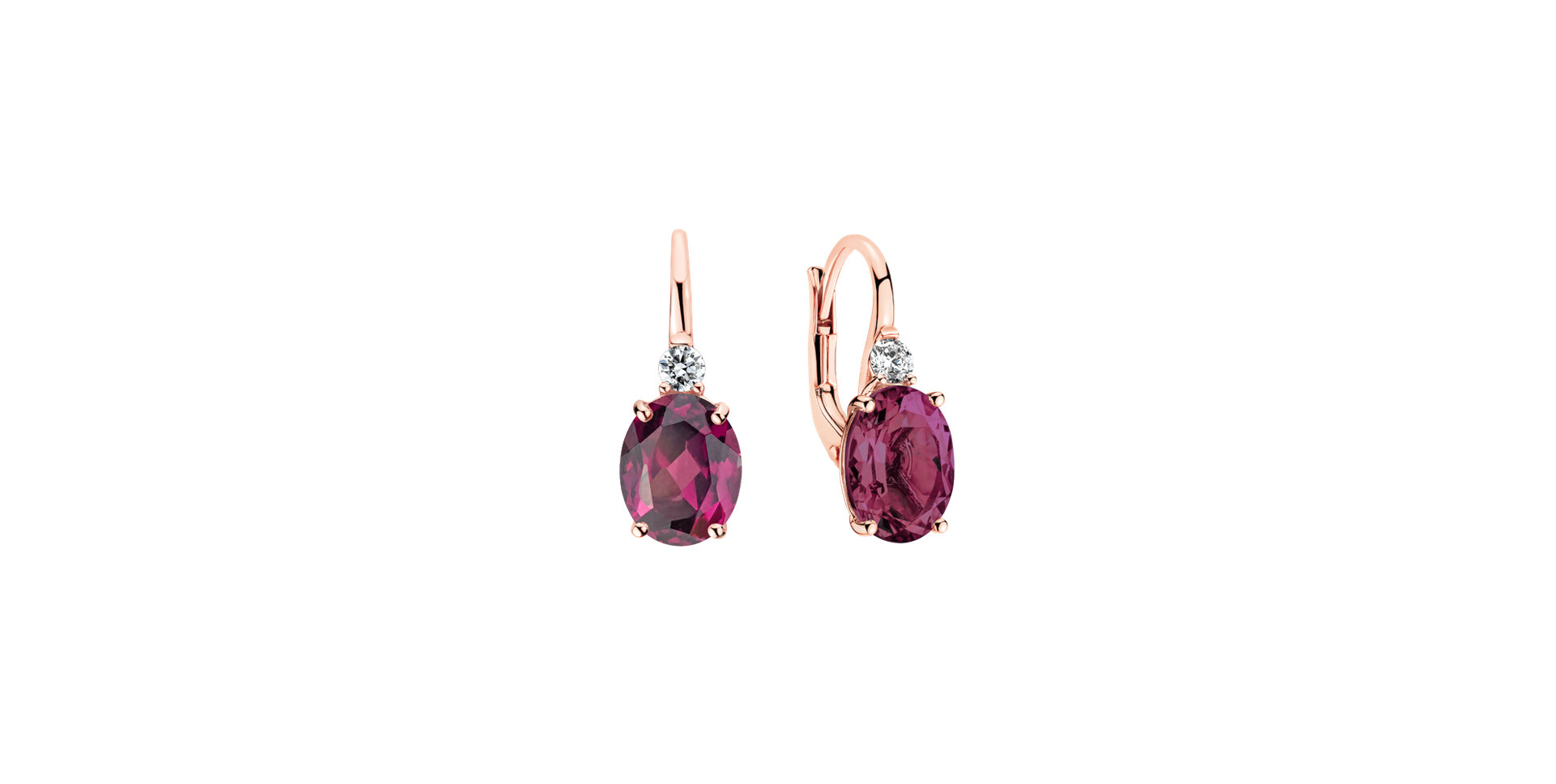 Diamond earrings with Rhodolite Juliette