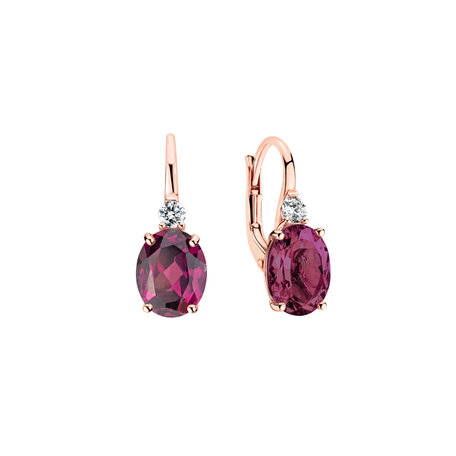 Diamond earrings with Rhodolite Juliette