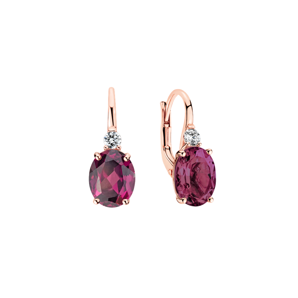 Diamond earrings with Rhodolite Juliette