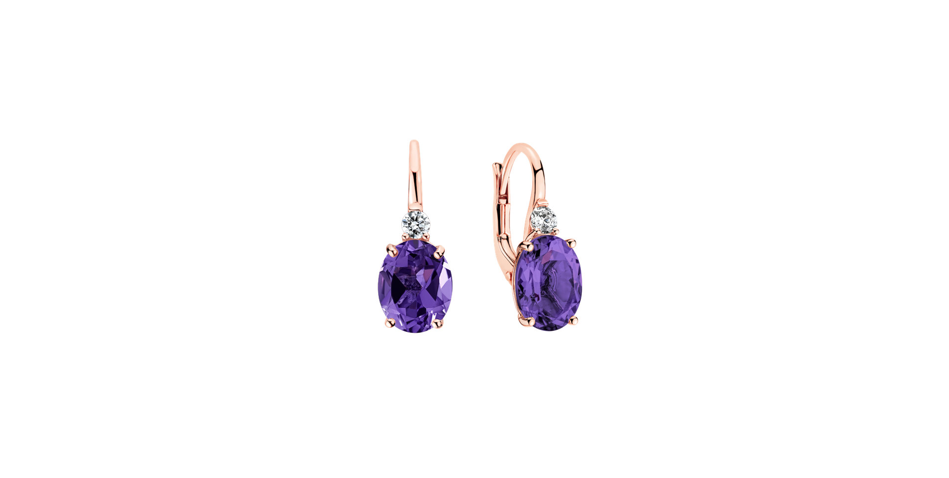 Diamond earrings with Amethyst Juliette