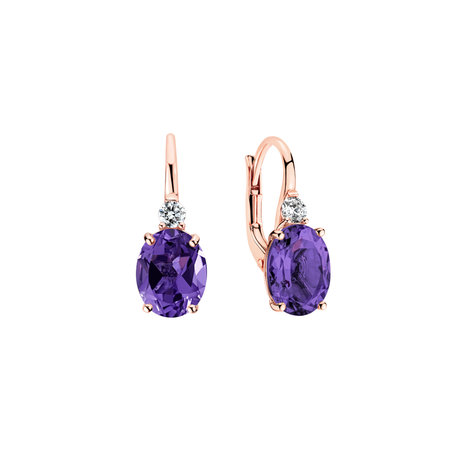 Diamond earrings with Amethyst Juliette