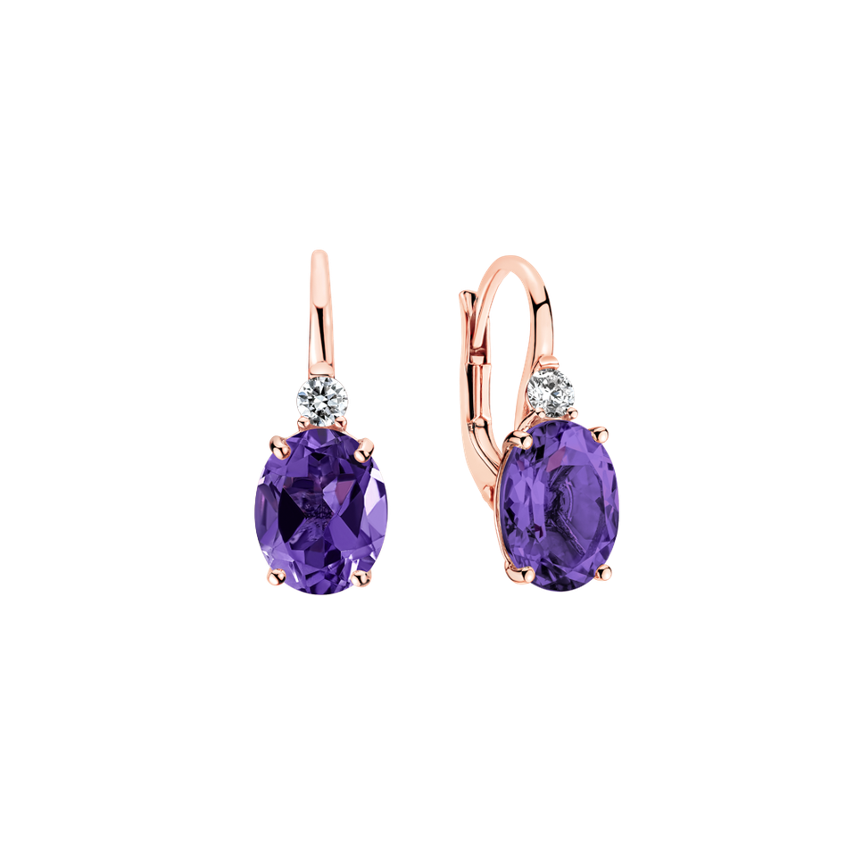 Diamond earrings with Amethyst Juliette