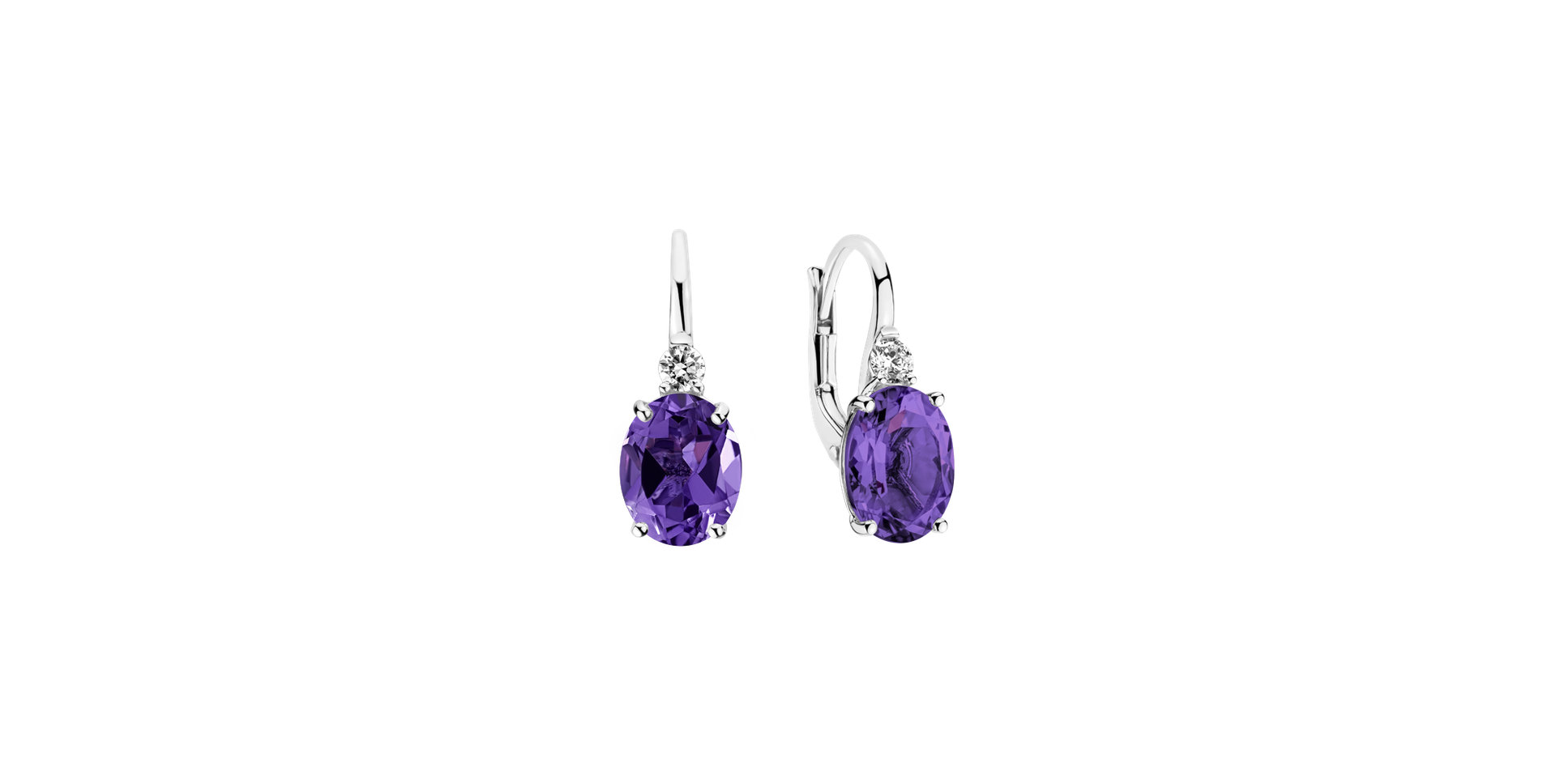 Diamond earrings with Amethyst Juliette