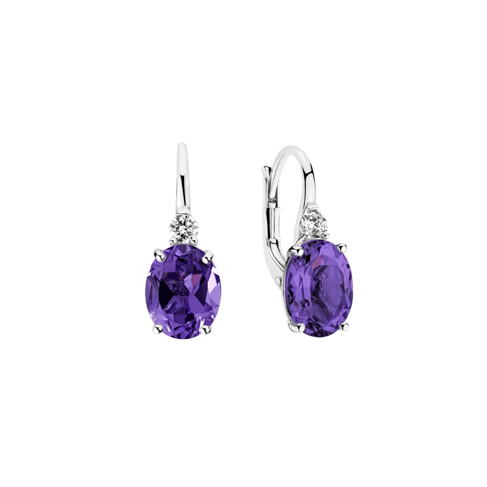 Diamond earrings with Amethyst Juliette