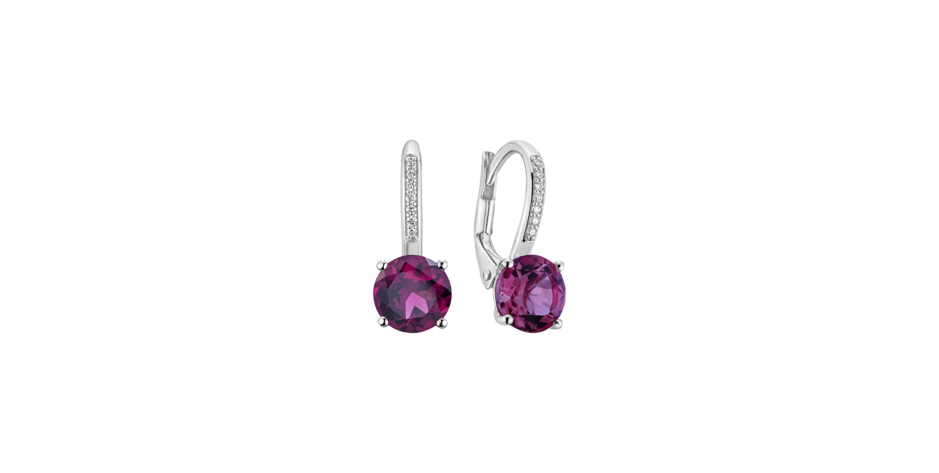 Diamond earrings with Rhodolite Carlo