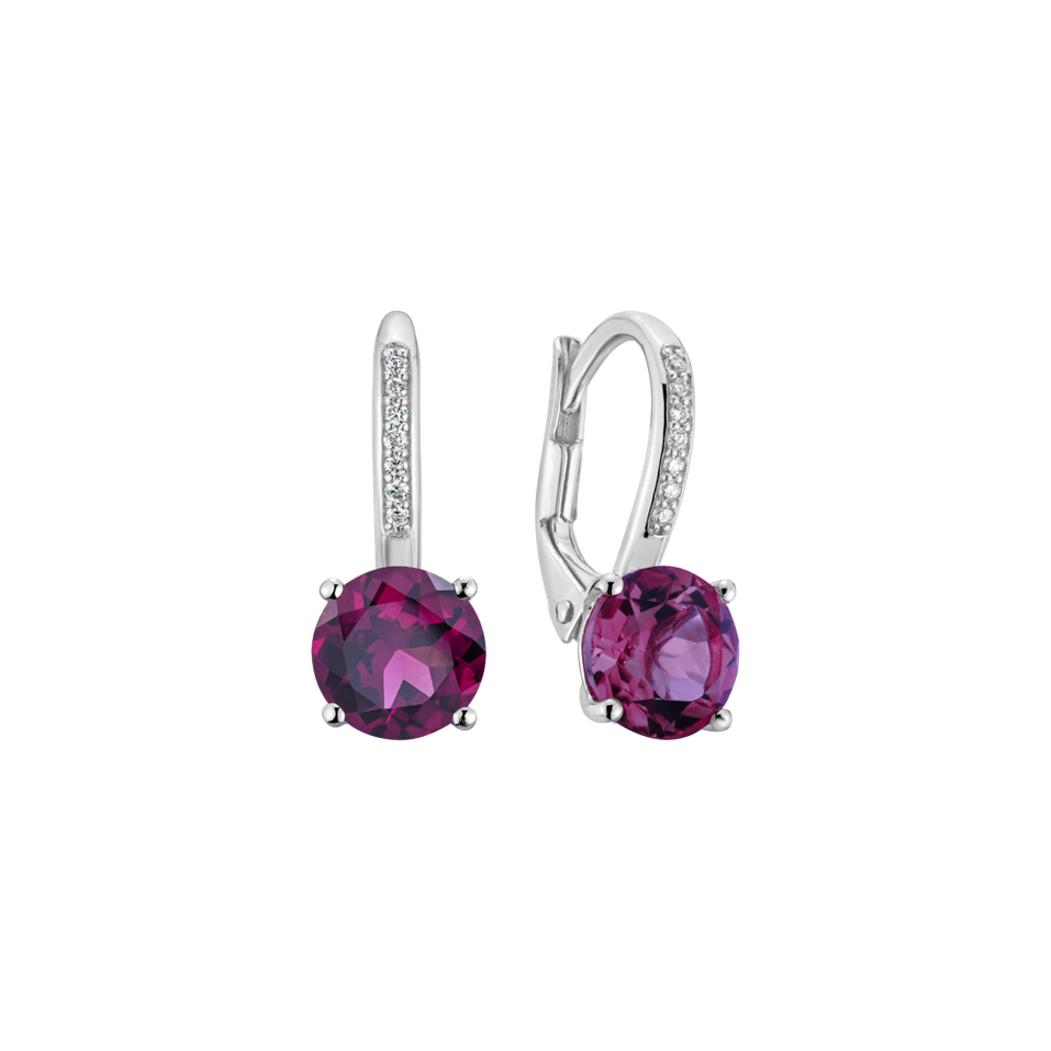 Diamond earrings with Rhodolite Carlo