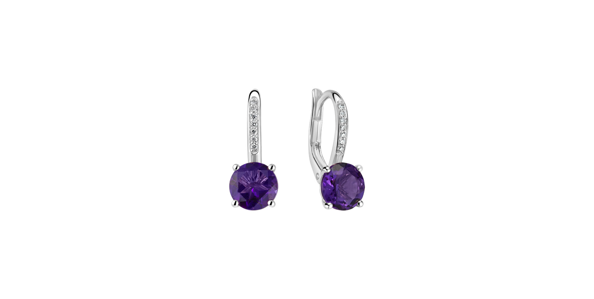 Diamond earrings with Amethyst Carlo