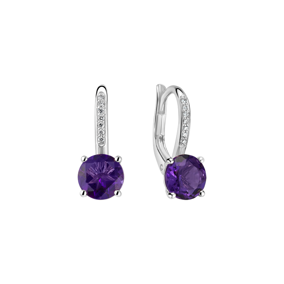 Diamond earrings with Amethyst Carlo