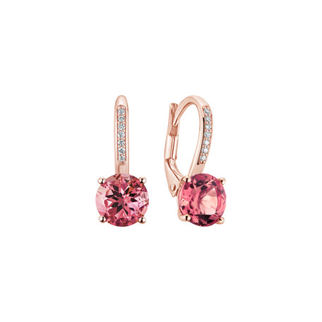 Diamond earrings with Tourmaline Carlo