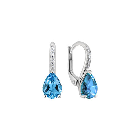 Diamond earrings with Topaz Tearfall