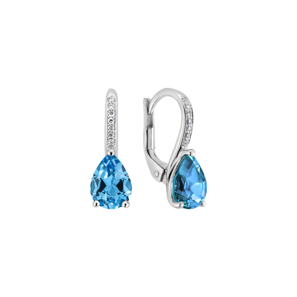 Diamond earrings with Topaz Tearfall