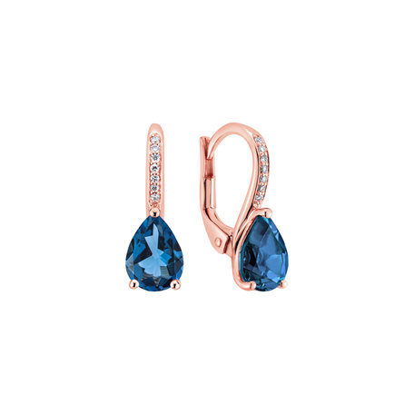 Diamond earrings with Topaz Tearfall