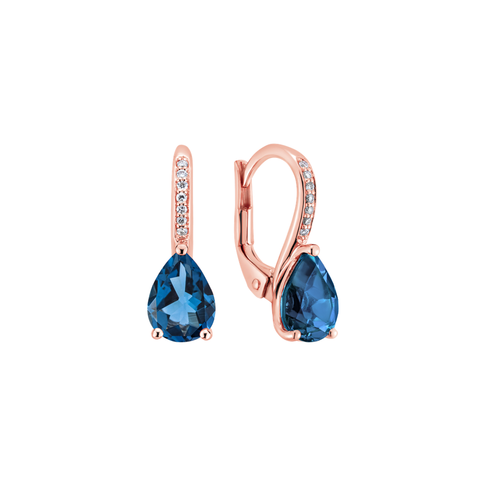 Diamond earrings with Topaz Tearfall