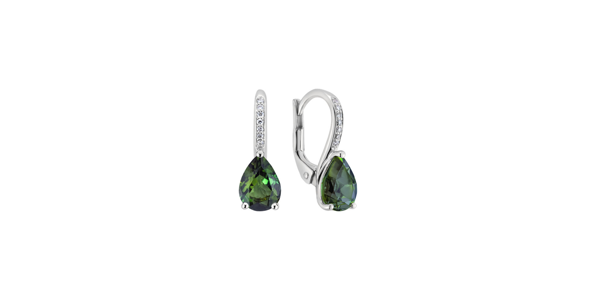 Diamond earrings with Tourmaline Tearfall