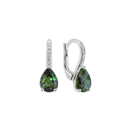 Diamond earrings with Tourmaline Tearfall