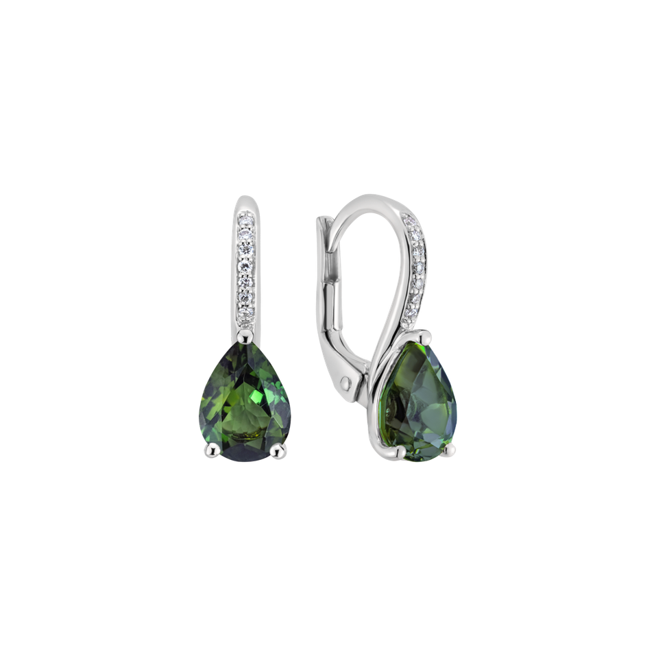 Diamond earrings with Tourmaline Tearfall
