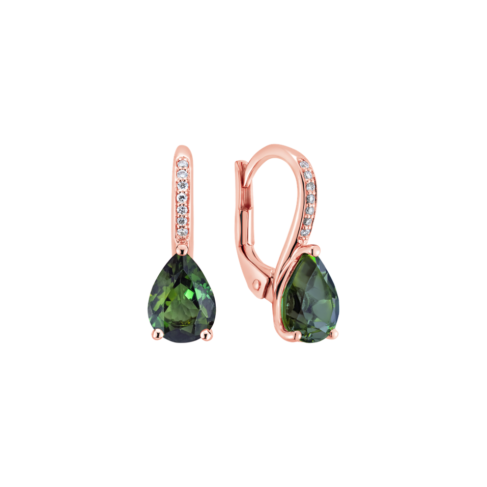 Diamond earrings with Tourmaline Tearfall