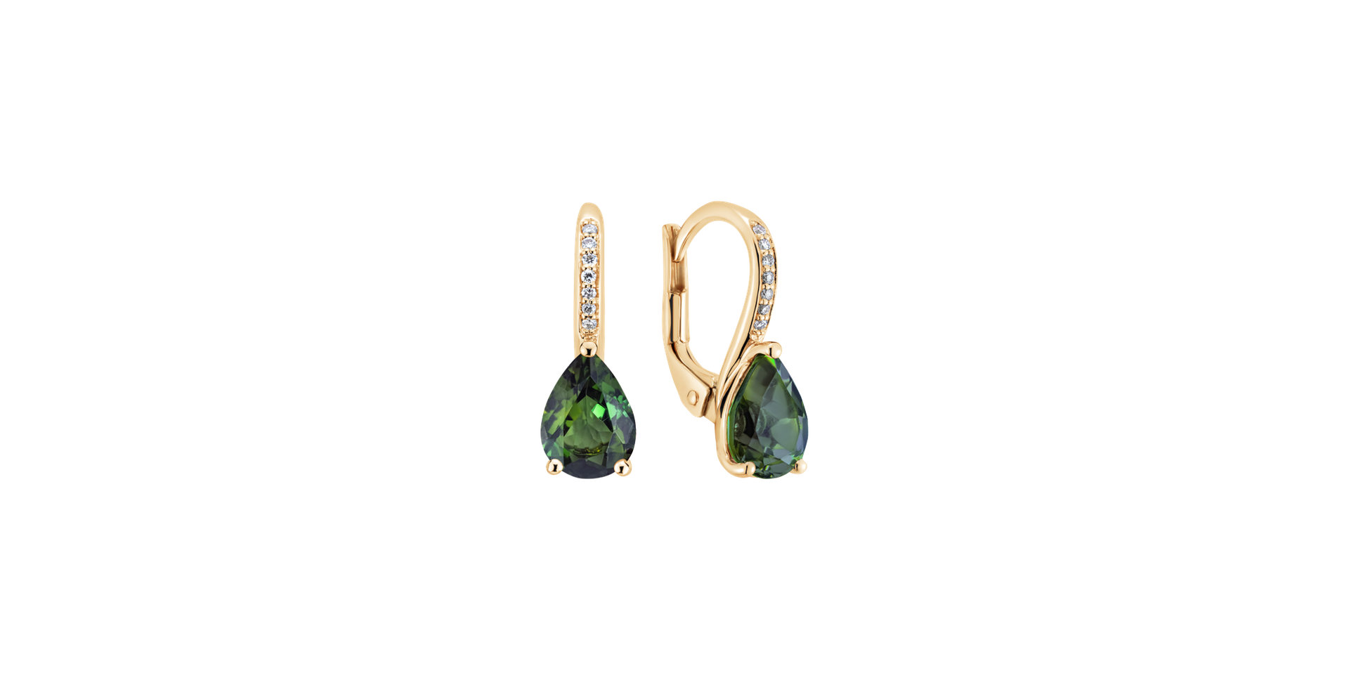 Diamond earrings with Tourmaline Tearfall