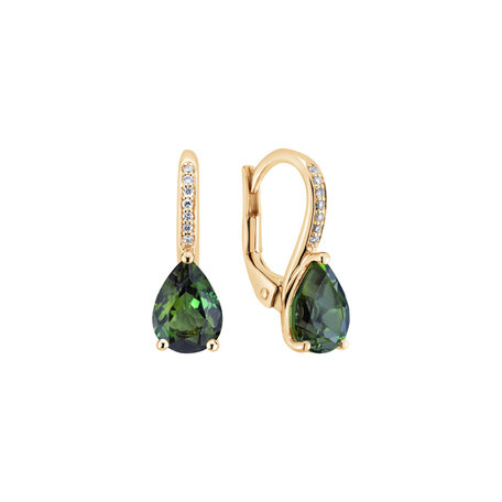 Diamond earrings with Tourmaline Tearfall