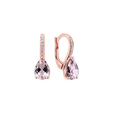 Diamond earrings with Morganite Tearfall