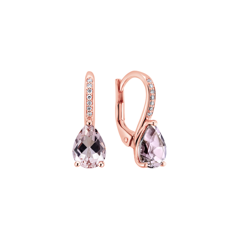Diamond earrings with Morganite Tearfall