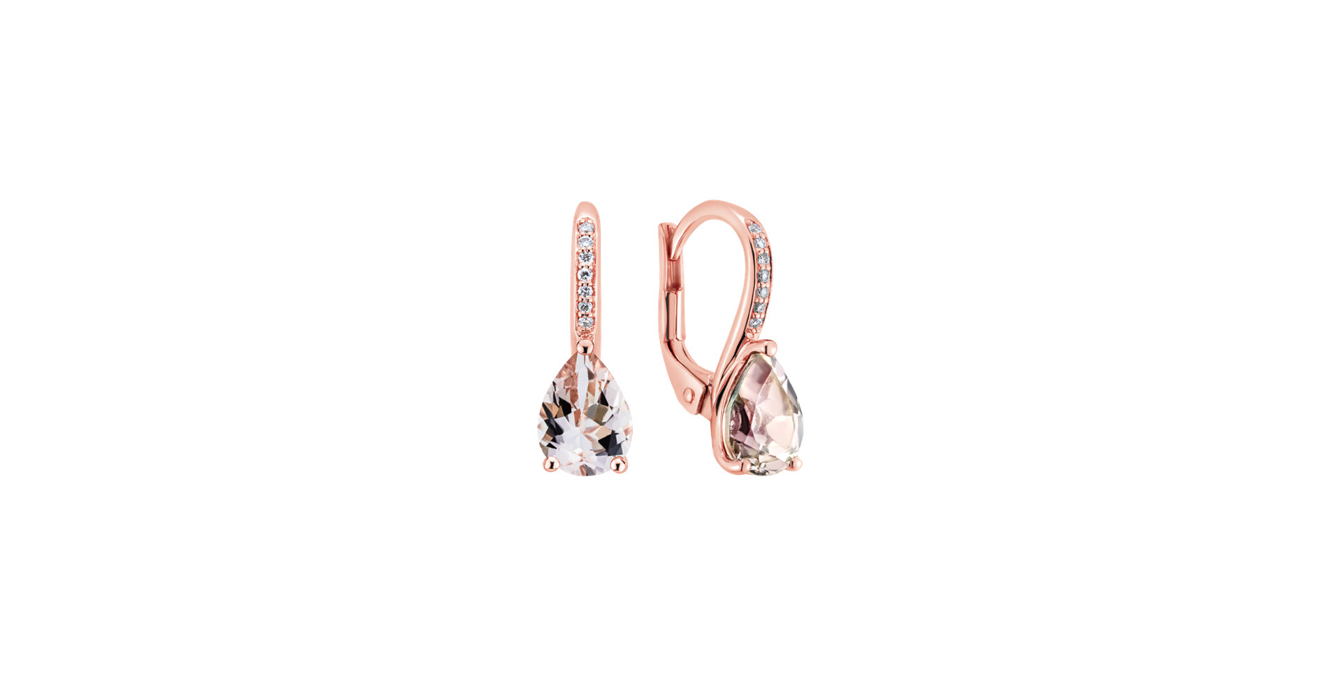 Diamond earrings with Morganite Tearfall