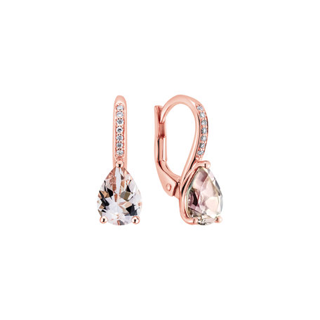 Diamond earrings with Morganite Tearfall