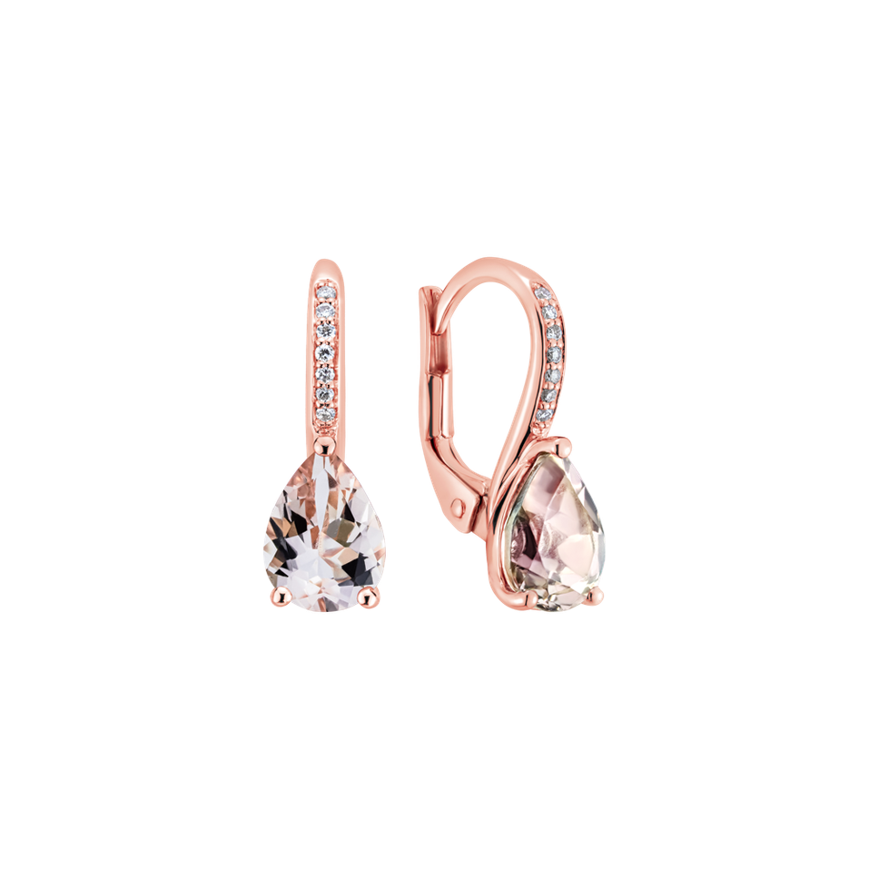Diamond earrings with Morganite Tearfall