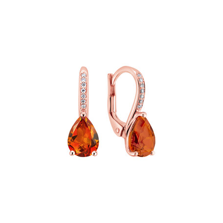 Diamond earrings with Citrine Tearfall
