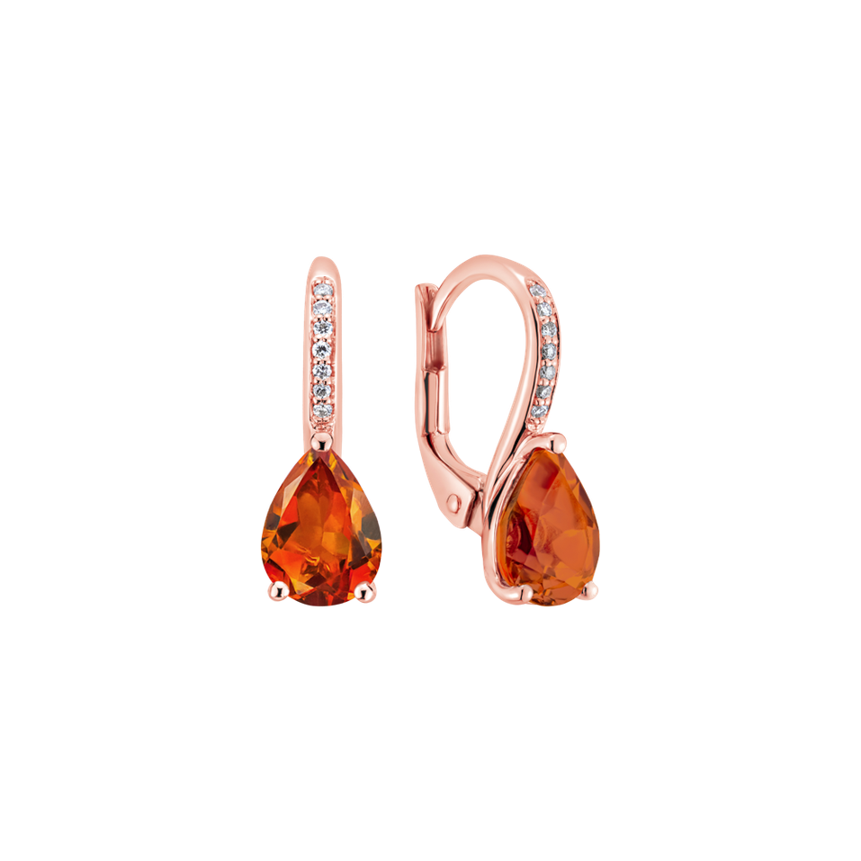 Diamond earrings with Citrine Tearfall
