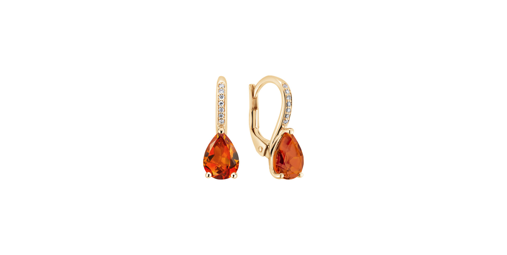 Diamond earrings with Citrine Tearfall