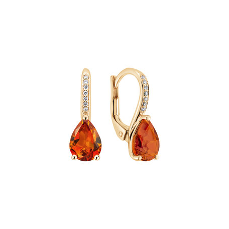 Diamond earrings with Citrine Tearfall